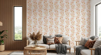 Watercolor Blush and Copper Vine Trailing Floral Wallpaper⁠