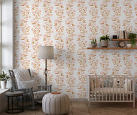 Watercolor Blush and Copper Vine Trailing Floral Wallpaper⁠