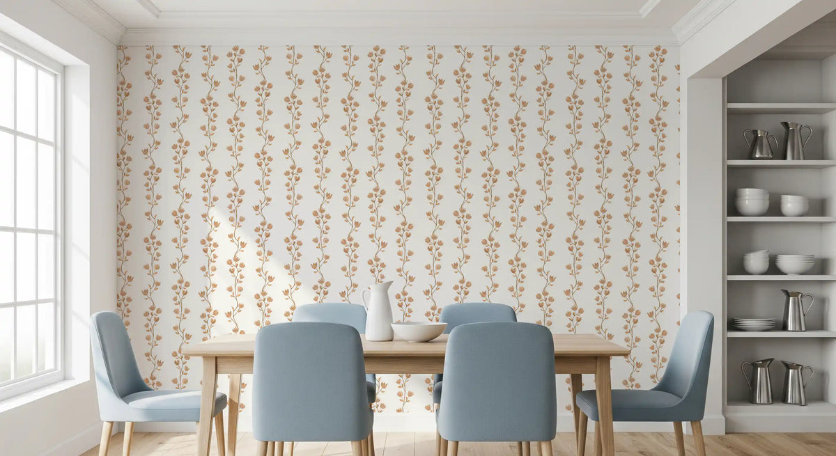Serene Beige Botanical Vines Wallpaper⁠
