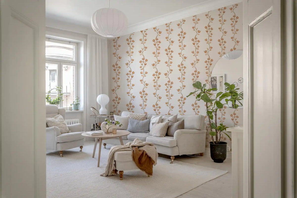 Serene Beige Botanical Vines Wallpaper⁠