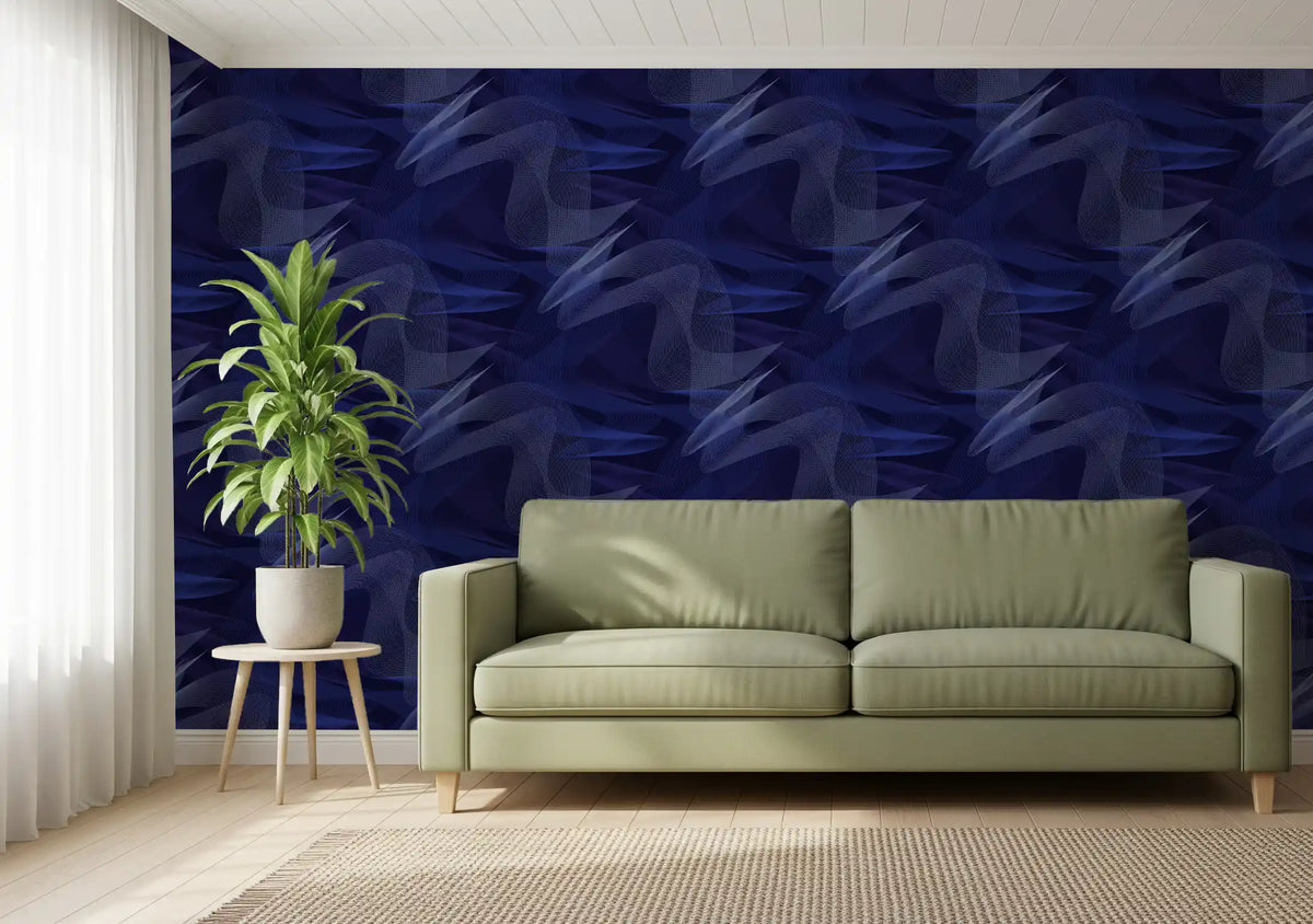 Navy Geometric Rhythmic Arcs Wallpaper⁠