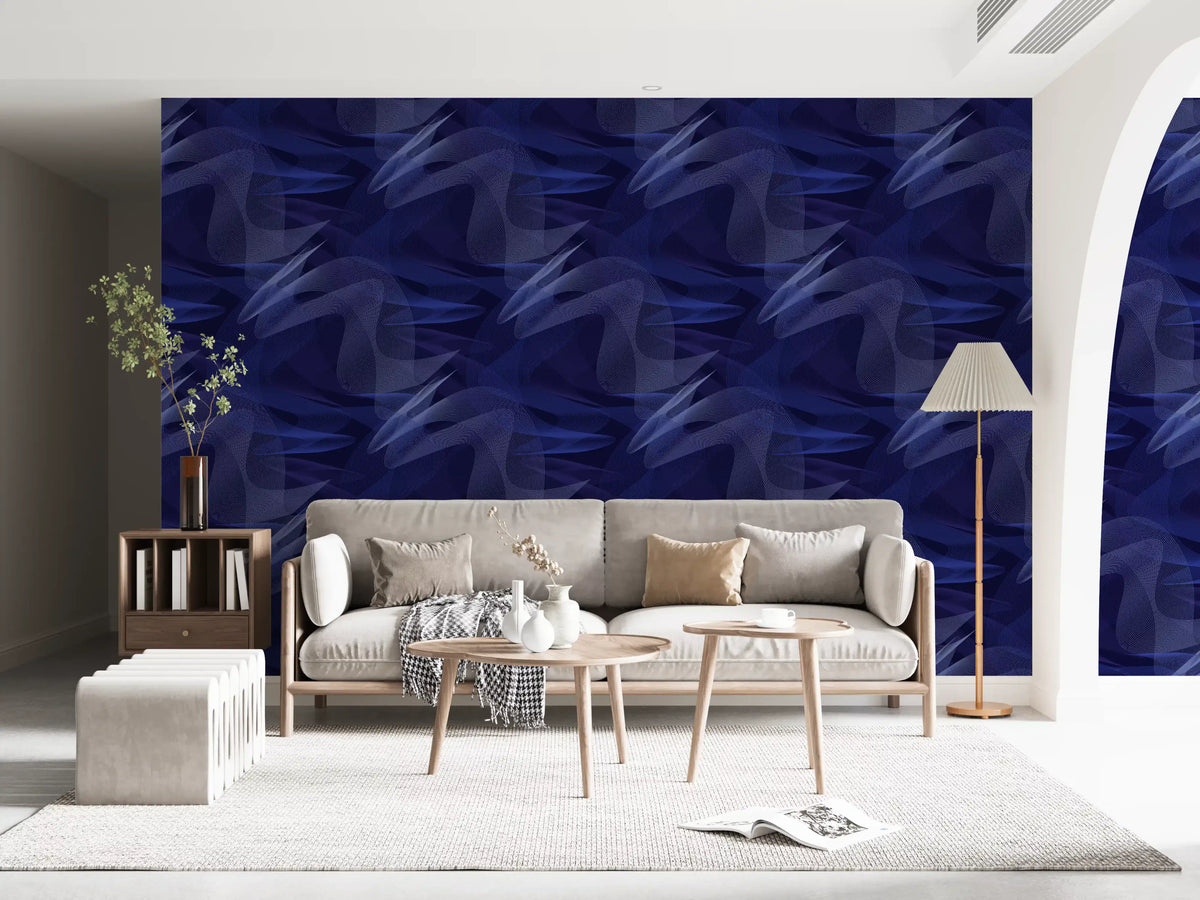 Navy Geometric Rhythmic Arcs Wallpaper⁠