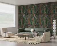 Dark Botanical Meadow Tapestry Wallpaper⁠