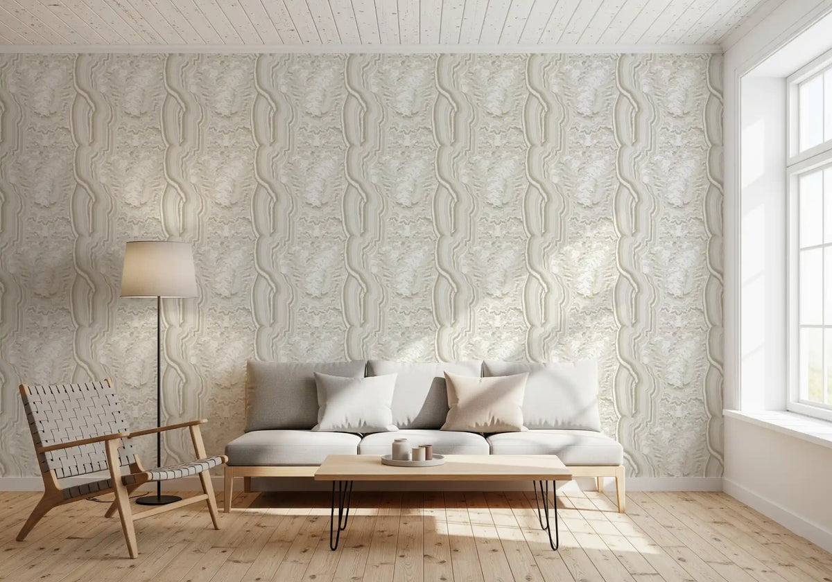 Serene Linear Texture in Cream Wallpaper⁠