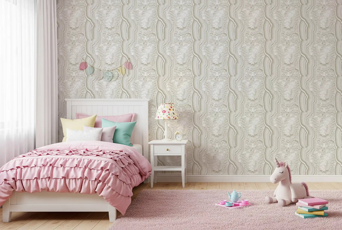 Serene Linear Texture in Cream Wallpaper⁠