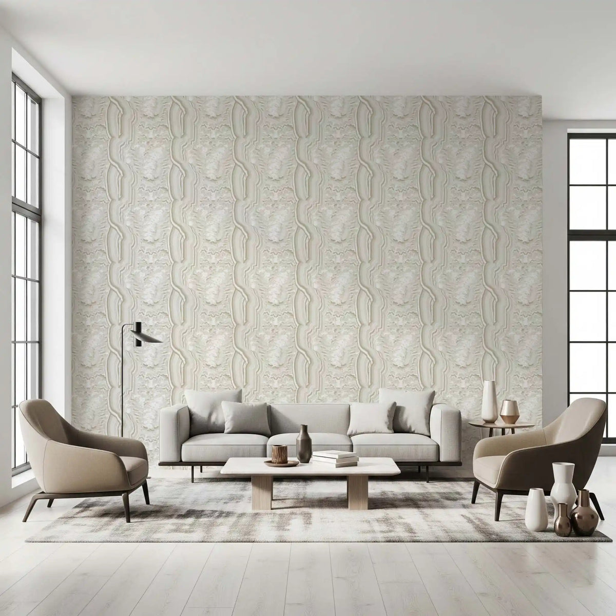 Serene Linear Texture in Cream Wallpaper⁠