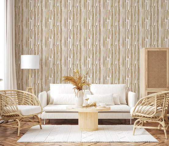 Minimalist Soft Beige Vertical Strokes Wallpaper⁠