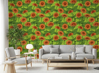 Vibrant Orange Zinnia Garden Wallpaper⁠