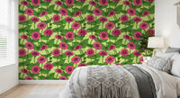 Garden Zinnia Botanical Illustration Wallpaper⁠