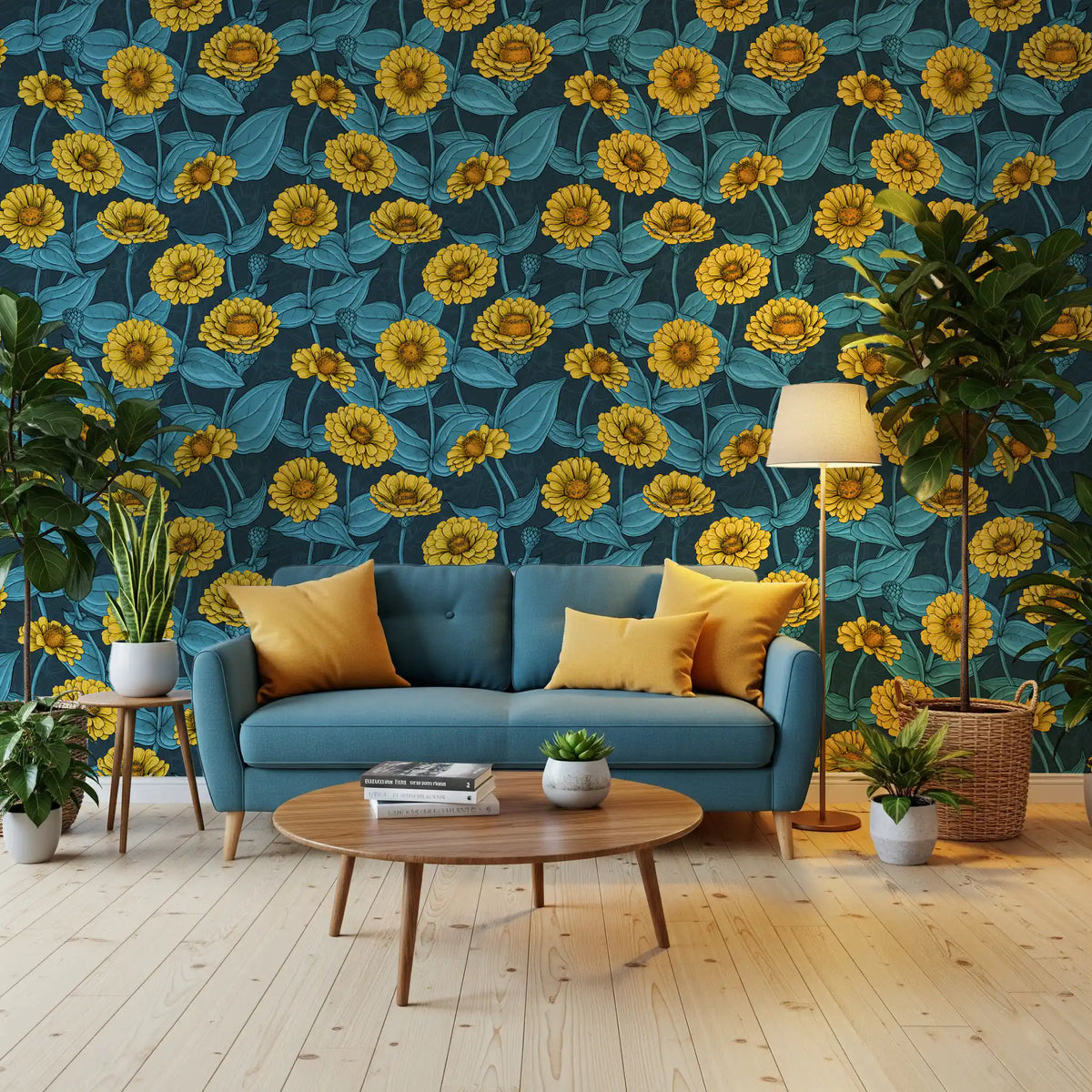 Yellow zinnia garden botanical Wallpaper⁠