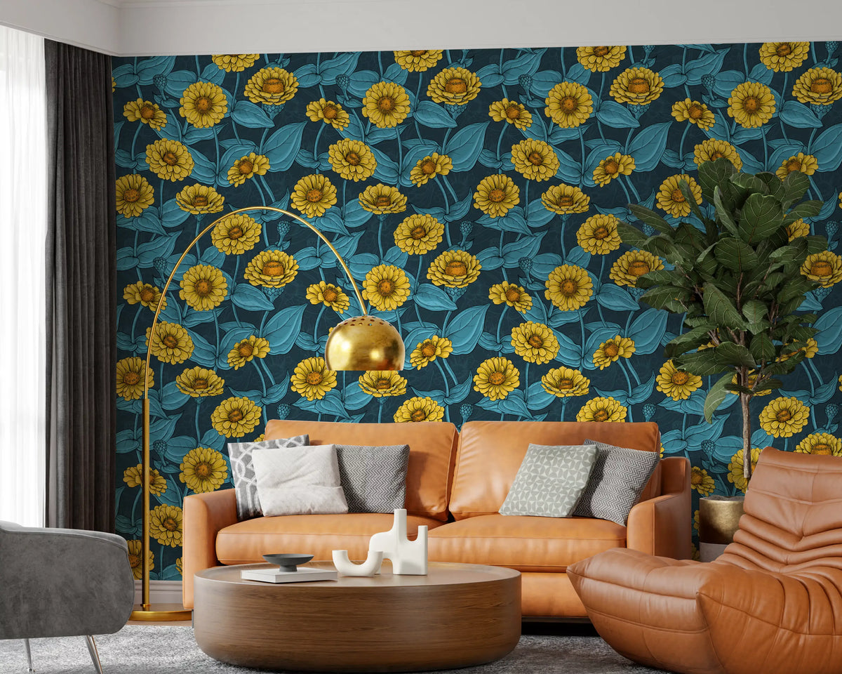 Yellow zinnia garden botanical Wallpaper⁠