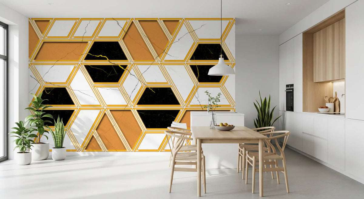 Luxury Gold Geometric Marble Wallpaper Wall Mural