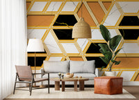 Luxury Gold Geometric Marble Wallpaper Wall Mural