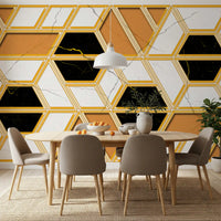 Luxury Gold Geometric Marble Wallpaper Wall Mural