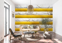 Golden Yellow Stripe Marble Wallpaper Wall Mural