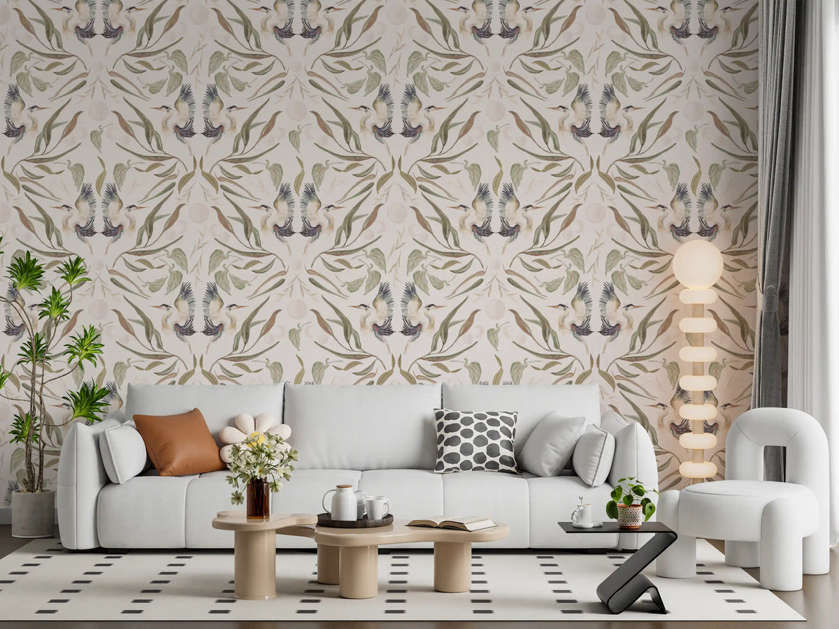 Blue Herons White Wallpaper⁠