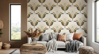 Green and Brass Lotus Flowers Wallpaper⁠