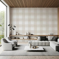 Beige Gingham Plaid Linen Look Texture Wallpaper⁠