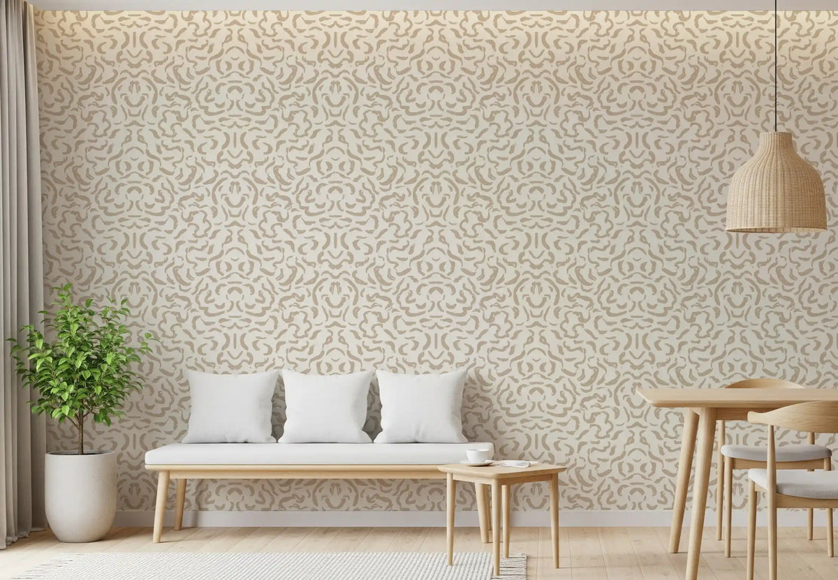 Soft Beige Hand-Drawn Curves Wallpaper⁠