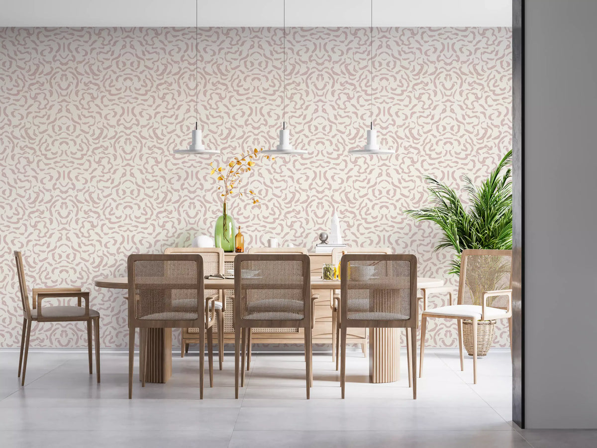 Abstract Blush Rhythmic Flourish Wallpaper⁠
