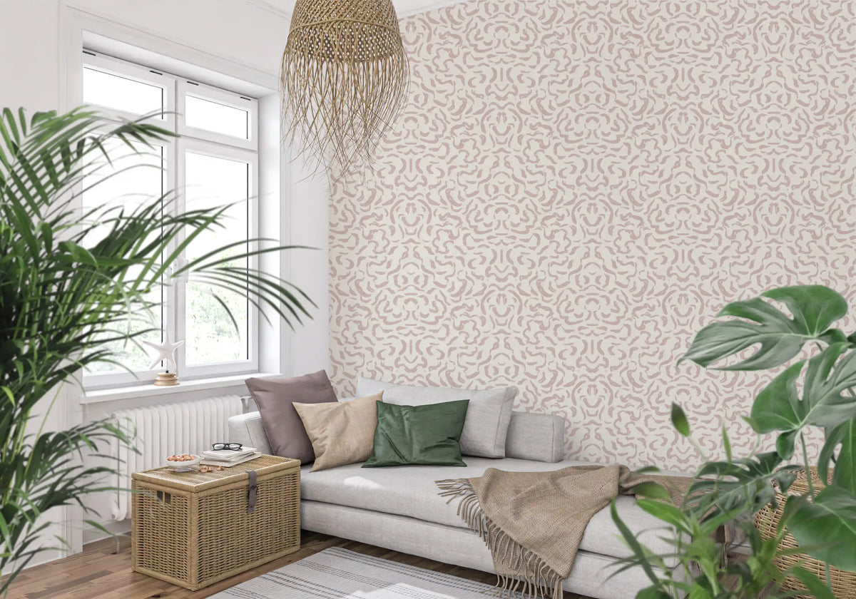 Abstract Blush Rhythmic Flourish Wallpaper⁠