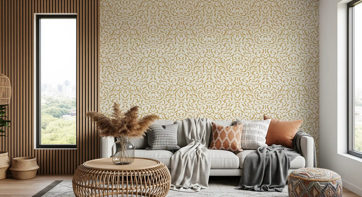 Golden Organic Brushstrokes Wallpaper⁠