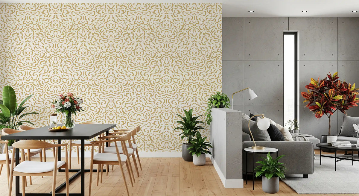 Golden Organic Brushstrokes Wallpaper⁠