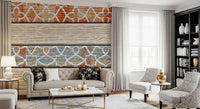 Vintage Turquoise Rust Geometric Wallpaper Wall Mural