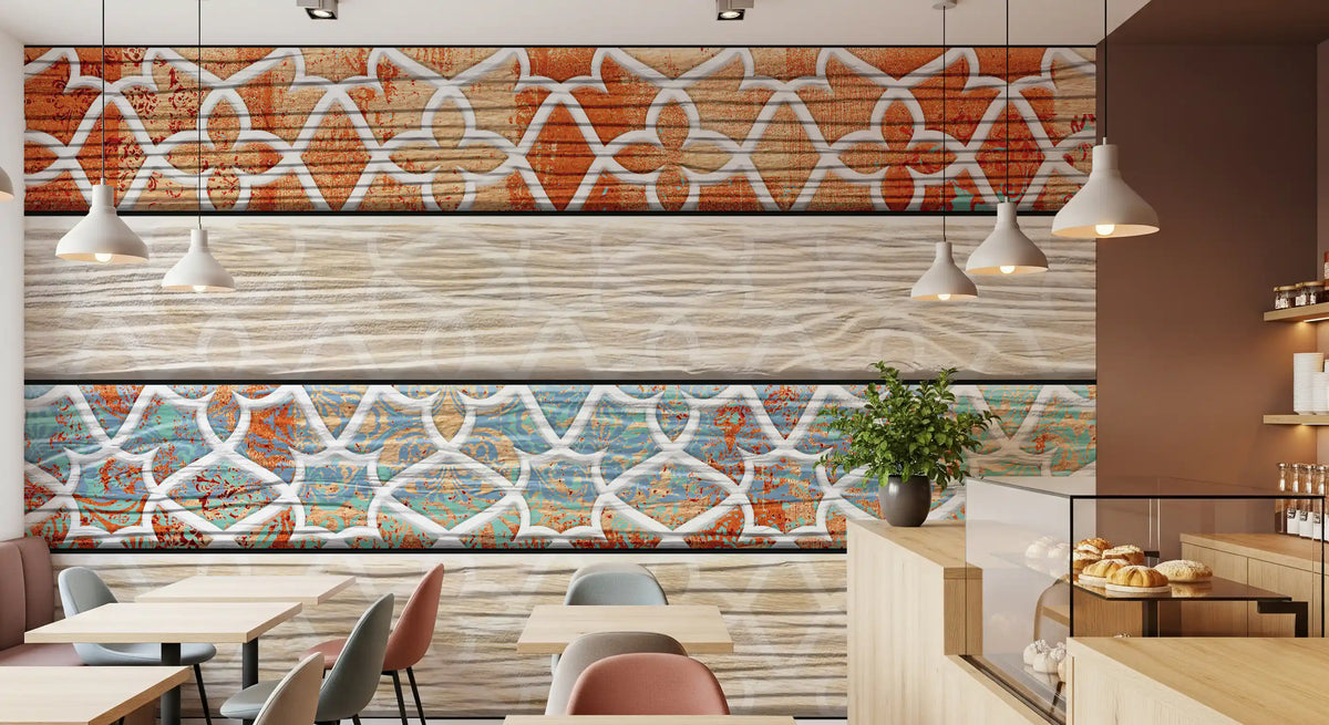 Vintage Turquoise Rust Geometric Wallpaper Wall Mural