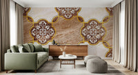 Luxury Beige Marble Ornamental Gold Wallpaper Wall Mural