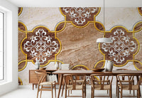 Luxury Beige Marble Ornamental Gold Wallpaper Wall Mural