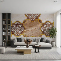 Luxury Beige Marble Ornamental Gold Wallpaper Wall Mural