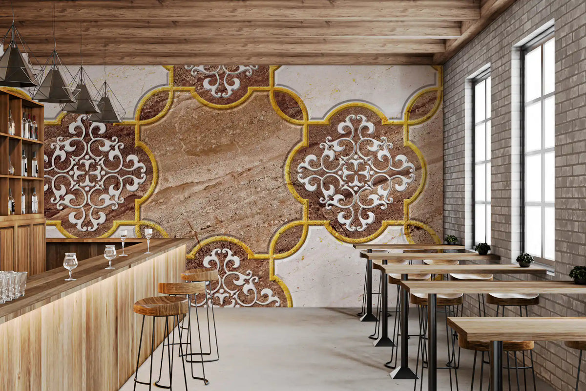 Golden Heritage Ornamental Marble Wallpaper Wall Mural