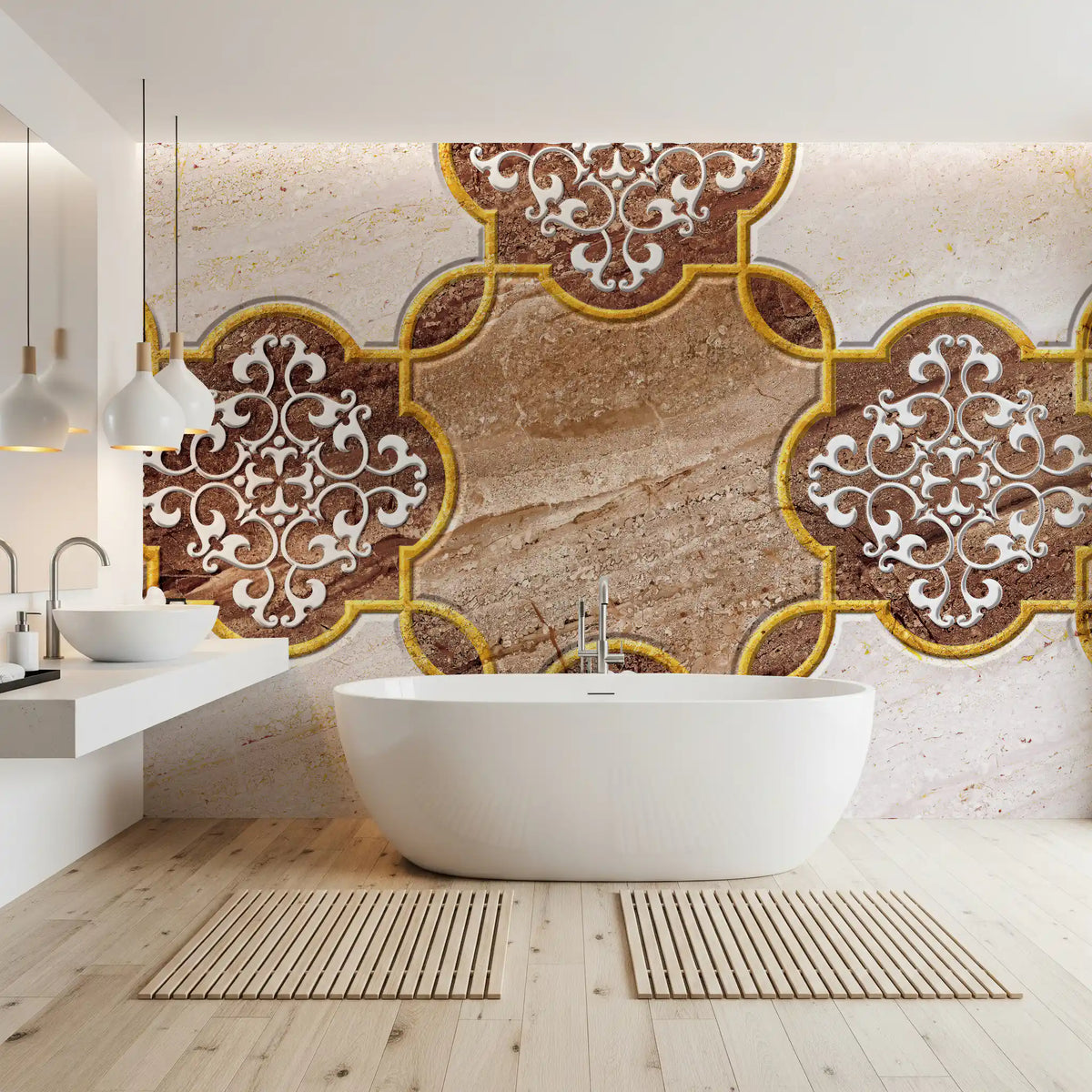 Golden Heritage Ornamental Marble Wallpaper Wall Mural