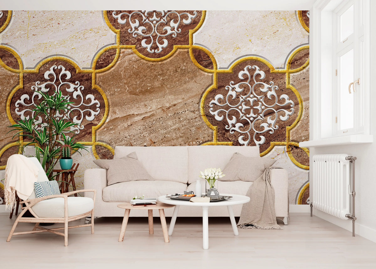 Golden Heritage Ornamental Marble Wallpaper Wall Mural