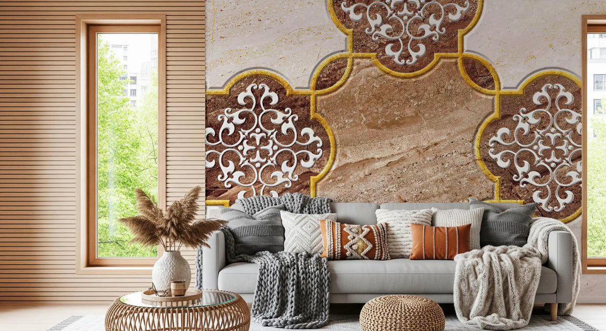 Golden Heritage Ornamental Marble Wallpaper Wall Mural