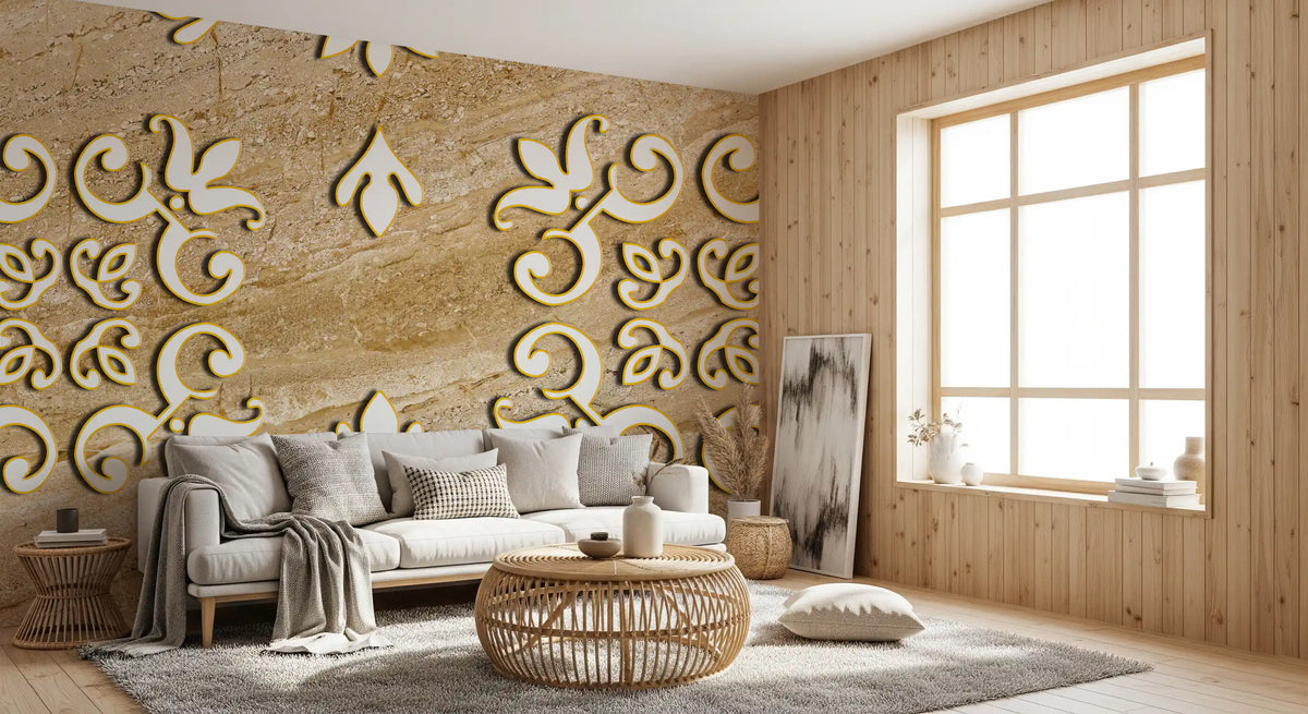 Golden Vines & Leaves Wall Mural Wall Mural