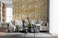 Golden Vines & Leaves Wall Mural Wall Mural