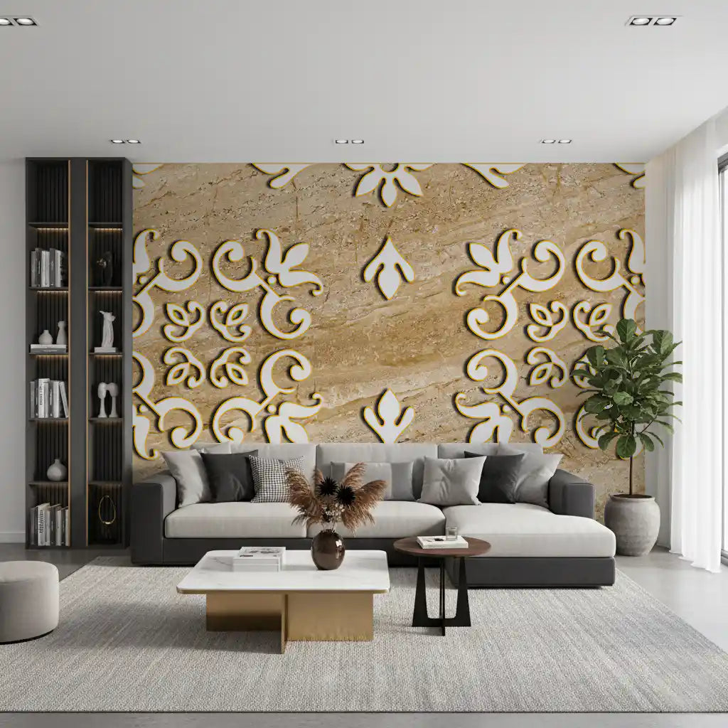 Golden Vines & Leaves Wall Mural Wall Mural
