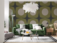 Charcoal Grey Atomic Starburst Wallpaper Mid Century Modern Wallpaper⁠