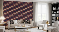 Mid Century Half Moon Wallpaper Burgundy Navy Cream Wallpaper⁠
