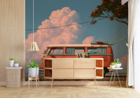 Vintage Coastal Camper Van Escape Wall Mural