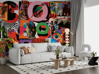 Eclectic Safari Collage Wall Mural