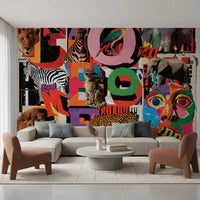 Eclectic Safari Collage Wall Mural