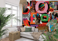 Eclectic Safari Collage Wall Mural