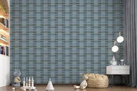 Coastal Blue Geometric Stripe Wallpaper⁠