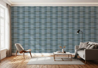Coastal Blue Geometric Stripe Wallpaper⁠