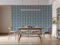 Coastal Blue Geometric Stripe Wallpaper⁠