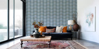 Coastal Blue Geometric Stripe Wallpaper⁠