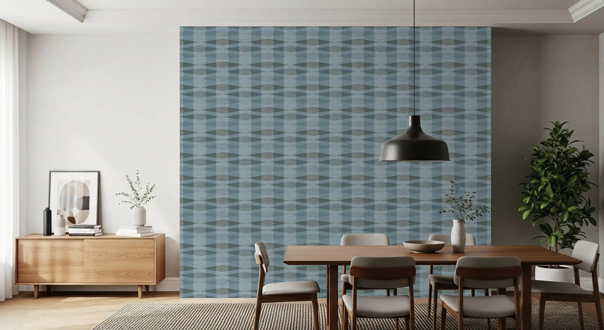 Coastal Blue Geometric Stripe Wallpaper⁠